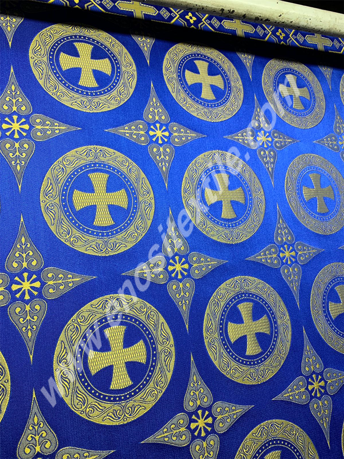 KL-025 Dark Blue-Gold Brocade Fabrics